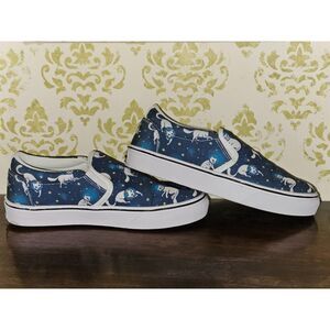 Groove Bags & Custom Kicks Size 6.5 Men/8.5Women "Cats in Space" slip on shoes